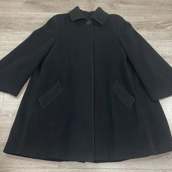 Vintage Perry Ellis Wool Black 3/4 Length Coat ILGWU Made in USA 12 - Picture 3 of 16